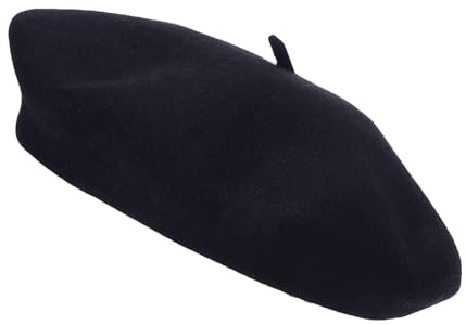 ShopMCR Classic Wool Beret Hat for Men & Women – French Style Vintage Artist Cap – Soft, Warm & Comfortable Autumn Winter Accessory – Plain, Chic & Timeless Parisian Fashion Hat (Black)