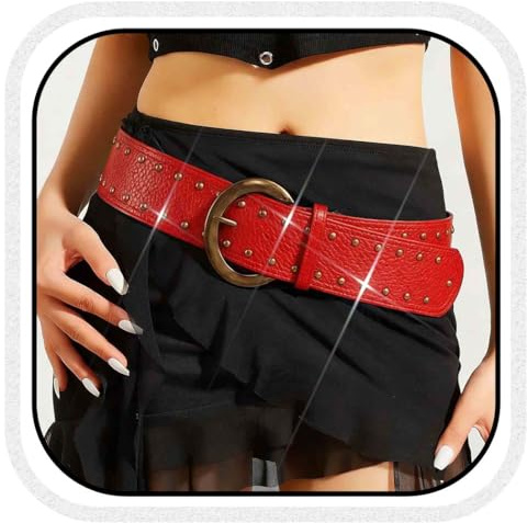 Fashband Wide Studded Leather Belts Chunky Vintage Belt Fashion Thick Belt Accessories for Women