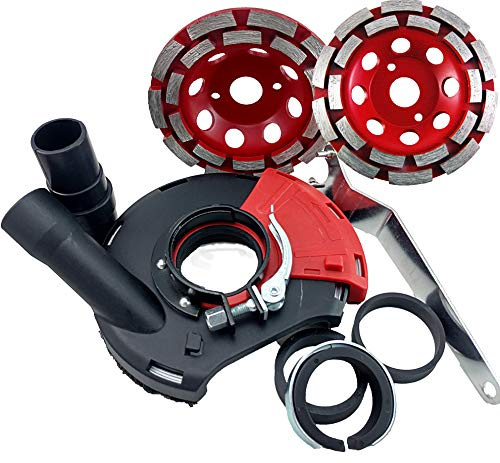WERKMAX Capot d'aspiration pour meuleuse d'angle avec 2 meules diamantées de 125 mm Rouge