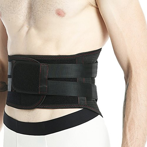 NEOtech Care - Rückenstütze - atmungsaktive & verstellbare Stützung - doppelte Kompressionsriemen (Schwarz, L)