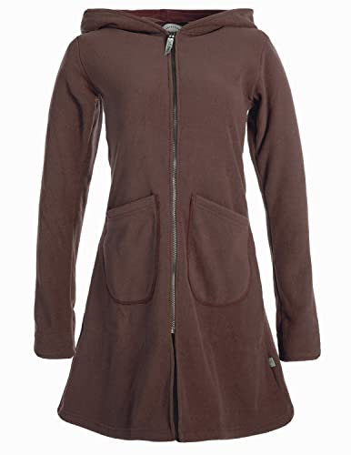 Vishes - Alternative Bekleidung - Einfarbiger Eco Fleecemantel mit Kapuze braun 44