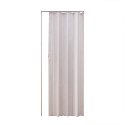 PVC Concertina Accordion Folding Door Magnetic Catch Amelia White Gloss 6mm Thick 82x203cm (White)