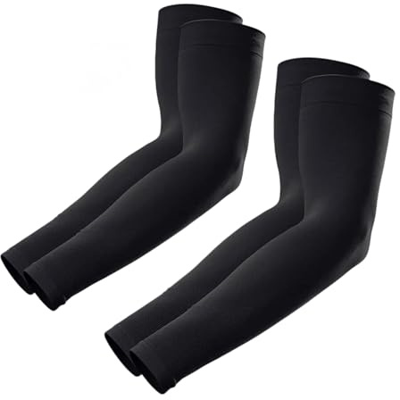 KUHNMARVIN Sun Cooling Arm Sleeves for Women/Men UPF 50+ Sun Protection, UV Protection Ice Silk Arm Sleeves for Driving, Cycling & Summer Outdoor –Stretchable & Breathable, 2 Pairs-Black