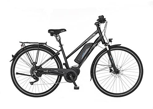 FISCHER E-Bike Trekking VIATOR ETH 1861 Elektrofahrrad für Damen und Herren, RH 44 cm, Mittelmotor 80 Nm, 48 V Akku, schwarz matt, 44cm-627Wh