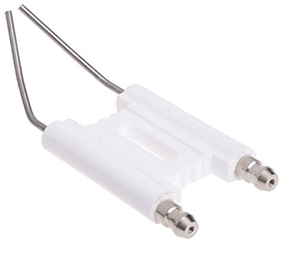 Double Tige en céramique électrode d'allumage à étincelle Machine à brûler mazout gaz cuisinière à gaz électrode d'allumage Blanc + Argent