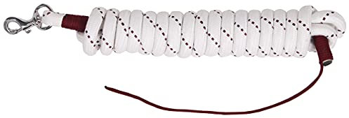 QHP Führstrick Bodenarbeitsseil, Verladehilfe, mit Karabiner Länge 4,20 m (14 mm, Weiß/Bordeaux)