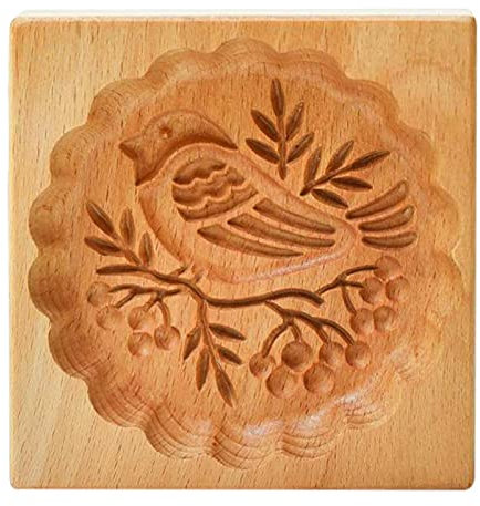 windyday Stampo per torta di luna in rilievo, stampo per biscotti in legno intagliato, per cucina, cottura al moka fai da te, per torte, dessert, biscotti, decorazione