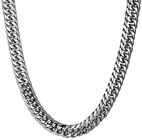 JewelryWe Schmuck Herren Halskette Edelstahl Panzerkette 22mm Breit Kette Geschenke für Männer Silber