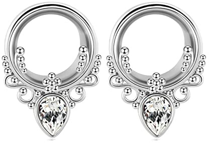Beydodo Ecarteur 16mm, Tunnel Oreille Acier Chirurgical 2 Pièces Oreille Tunnel avec Filigrane Edge Et Zirconium