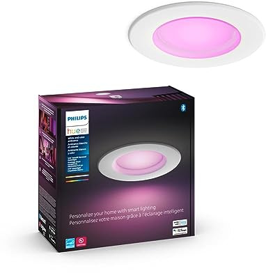 Philips Hue Smart Retrofit Recessed 5/6 Inch LED Downlight 1 Pack - White and Color Ambiance Color-Changing Light 1100LM - Control with Hue App - Works with Alexa, Google Assistant and Apple Homekit