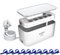 Kabelbox mit Steckdosenleiste Überspannungsschutz, 5Fach Mehrfachsteckdose mit 3USB, Kabel Organizer Box Steckdosenadapter mit 2M Kabel und 10 Stück Kabelbinder, 29.5 * 14 * 14CM, Weiß