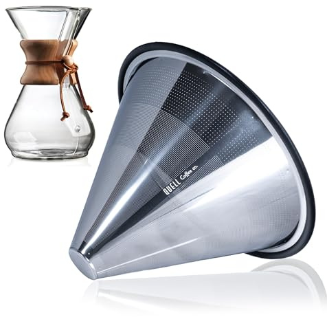 Quell Wiederverwendbarer Edelstahl-Kaffeefilter für Chemex – perfekte Passform für 6, 8 und 10 Tassen. Beleben Sie Ihr Ritual mit einem kräftigen neuen Geschmacksprofil und produzieren Sie Zero Waste