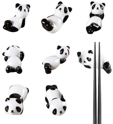 RoadLoo Keramik Stäbchen Halter, 8 Stücke Stil Druck Stäbchen Stäbchenhalter Set Stehen Messer Abendessen Löffel Halter Gabel Messer Ständer Hand Gedruckt Glasur Halterung Essstäbchen-Ablagen (C)