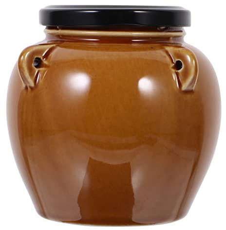 HOLIDYOYO Tarro De Miel De Cerámica Recipiente Para Almacenar Granos Para Cocina y Almacenamiento De Alimentos Mediano Utilizable Para Verduras Encurtidas