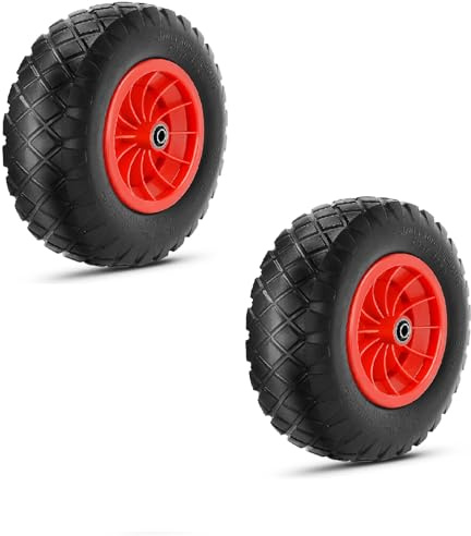 Trintion 2pc 16 Wheelbarrow Wheel 4.80/4.00-8 Pneumatic Trolley Wheel Load 100Kg Puncture Proof Solid Tyre Bore Heavy Duty Replacement Tire for Garden Trolley Trailer Wheelbarrows Truck (2)
