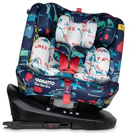 COSATTO Get Set GRO iSize Car Seat - 360° Rotating Swivel Spin - Group 0+123, 0-36 kg, 0-12years, ISOFIX, Top Tether, Extended Rear Facing, Exclusive Anti Escape System Included (D is for Dino)