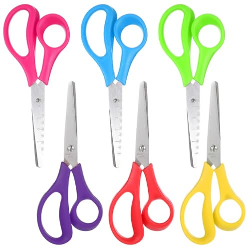 Sibba 6er Set Sicherheitsscheren Stumpfe Spitze Tragbare Schere 5,5 Zoll Allzweck Komfortgriffe Scharfe Schere Schneidewerkzeuge Für Büro Heim Basteln Nähen Rechts Und Linkshänder