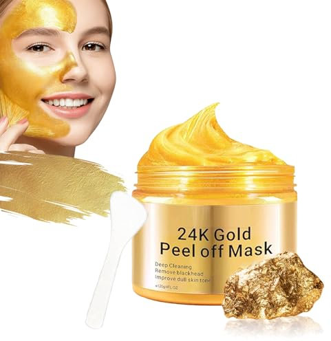 Mascarilla Facial de Oro 24K Peel Off,Antiarrugas,Hidratante,Limpieza Profunda,Elimina Puntos Negros,Reafirmante con Colágeno y Ácido Hialurónico,Cuidado Facial Unisex,120ml