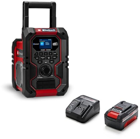 Einhell Akku-Baustellenradio TE-CR 18 Li DAB+/FM/BT Power X-Change (18 V, DAB+, FM, Bluetooth, AUX, USB, automatische Sendersuche, TFT-Farbdisplay, IP65, inkl. 4,0 Ah Akku & Ladegerät)