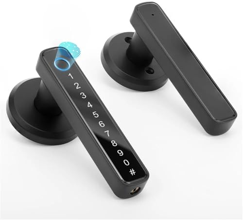 TUANZUN Serrure Connectée,Serrure Electronique Serrure de Porte à Empreinte Digitale/Bouton de Porte Intelligent/Serrure de Porte biométrique avec Code d'accès sans clé/Télécommande/Porte d'entrée