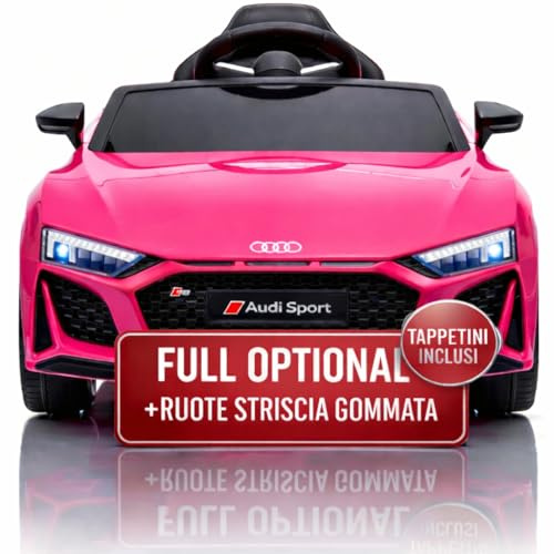 TOYSCAR Auto Macchina Elettrica 12V NEW Audi R8 Spyder per Bambini Led MP3 con Tappetino Telecomando Sedile in pelle colore Rosa