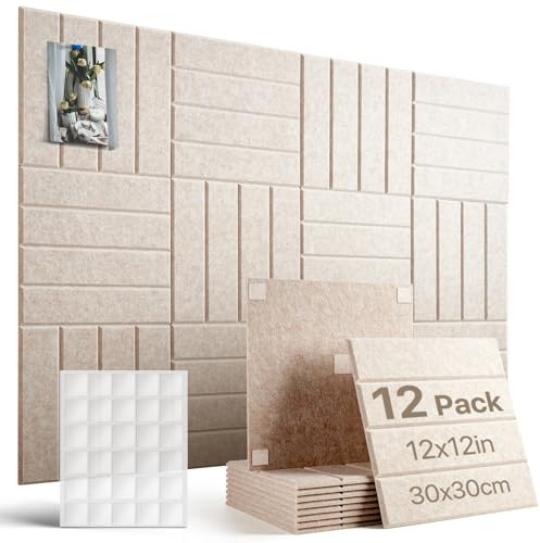 Woovio 120x90cm Tablero Corcho Autoadhesivo 12 Piezas, Beige | Alternativa al corcho, 60 Almohadillas, Sin Taladrar, Visión Board, Para Hogar Escuela Oficina, Protección Diana Dardos