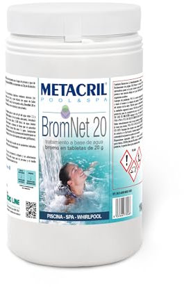 Metacril Brom Net 20, a Lenta Dissoluzione, Bromo in Pastiglie da 20 gr, per Piscina e Spa Idromassaggio - 1 KG