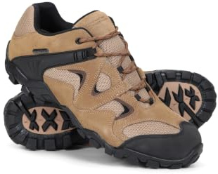 Mountain Warehouse Curlews Mens Waterproof Walking Shoes - Quick Drying Hiking Boots, Suede & Mesh Outer Material Outdoor Shoes, Rubber Sole - Ideal for Everyday Use, Dark Beige, 10 UK