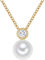 Valero Pearls Damen-Kette Sterling Silber 925 gelbvergoldet Süßwasser-Zuchtperlen Zirkonia weiß - Halskette Frauen Gelbgold-Farben Süßwasser-perle