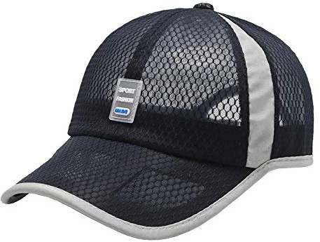 AIEOE Gorra de béisbol de malla completa para hombre, verano, ligera, de secado rápido, color puro, ajustable, para deportes al aire libre, gorra de béisbol, azul marino, Talla única