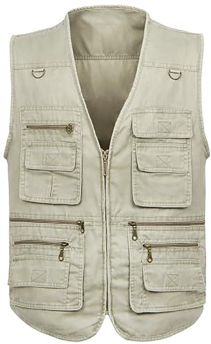 G&F Uomini Multi-Tasca Gilet da Pesca Multifunzione Gilet per Fotografia Reporter Panciotto (Color : Beige, Size : XL)