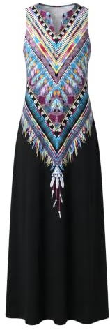 Ocean Plus Robe Longue sans Manches Col V Robe Décontractée Ample avec Poches Latérales Robe de Plage Vacances Femme Tailles S à 5XL