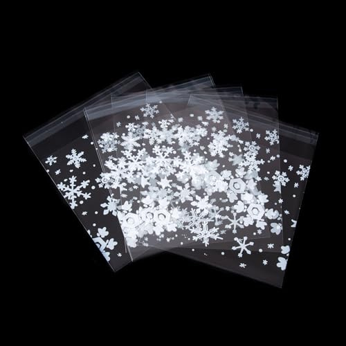 200 Pieces Little Cellophane Bags 7×7 cm Small Cookie Bags Mini Plastic Clear Self-Adhesive Sweet Bags for Bakery, Cookie, Candies, Biscuit, Jewelry, Soaps, Cards and Dessert