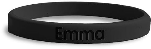 gutmarkiert – Personalisierbares SOS-Armband für Kinder aus Silikon, graviert mit Name & Telefonnummer – wasserdichtes Notfallarmband für Kinder, besonders langlebig – Schwarz