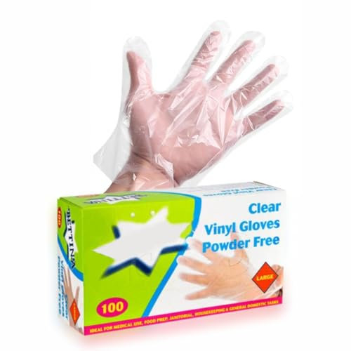 Guanti usa e getta resistenti in vinile trasparente, senza polvere, extra large, guanti multiuso per la pulizia della tintura dei capelli, cucina, giardinaggio, accessori per la casa (confezione da