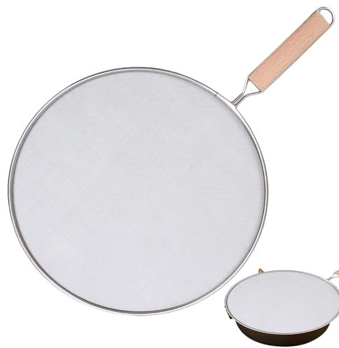 Bvizyelck Écran Anti-éclaboussures pour Poêle À Frire, Couvercle Anti Eclaboussure, Couvercle Anti Projection en Acier Inoxydable, Couvercle Éclaboussant avec Poignée pour Poêle À Frire