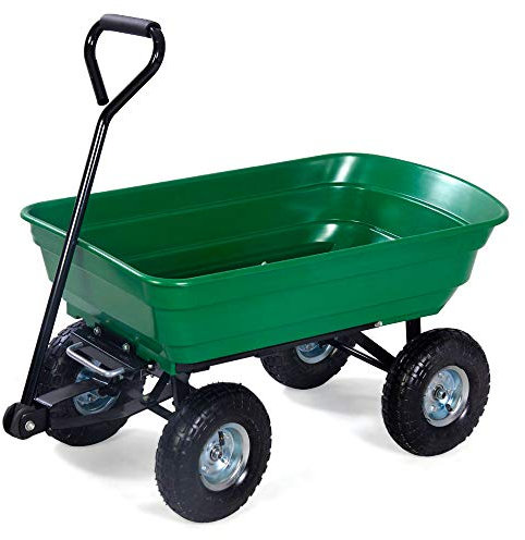 Herzberg,HG8028-50-GRE, Carro de jardín Manual, Capacidad 200 kg, Acero Duradero, 4 Ruedas para Estabilidad, fácil Montaje, maniobrabilidad óptima, 50L, Verde