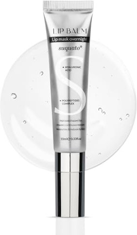 Suquato Lippenpflege: Lippenmaske overnight, Lippenbalsam & Lip Plumper mit Hyaluronsäure & Peptiden - Intensive Reparatur, Volumen - Ideal für trockene, geschädigte Lippen