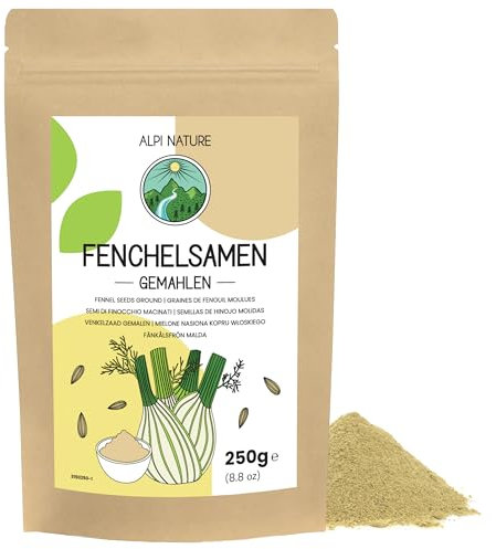 Alpi Nature Graine de Fenouil Moulu 250g, Graines de Fenouil Moulues, Fenouil en Poudre, Fenouil Graines en Poudre