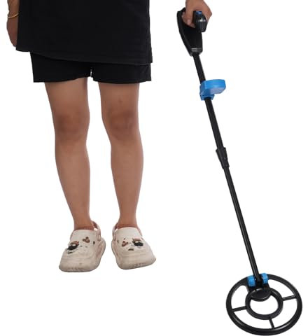 Liten metalldetektor barn bärbar och vikbar metalldetektor för barn med LED-display räv och spade 71,12–89 cm framtagbar stam, lätt barn metalldetektor för barn och nybörjare