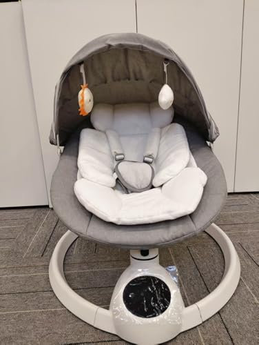 Babywippe Elektrisch Neugeborene bis 9 kg, Klappbar Bluetooth Babyschaukel Elektrisch mit 5 Schwinggeschwindigkeiten, 3-stufigem Timer und Fernbedienung, Tragbar Leicht Wippe Baby Elektronisch (Grau)