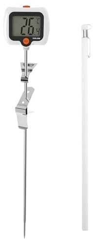 Termografía digital para carne – Termómetro para azúcar, medidor de cocina con sonda larga y clip para olla – Termómetro para freír con pantalla giratoria, para restaurantes y freír al aire libre