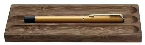 NBEADS 3-Slot Wood Pen Holder, 180x69x12mm Rectangle Horizontal Pen Tray, Wooden Desk Organizer for Office School Home Desktop Accessories, Tan