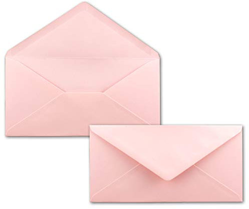 50 Brief-Umschläge Rosa DIN Lang - 110 x 220 mm (11 x 22 cm) - Nassklebung ohne Fenster - Ideal für Einladungs-Karten - Serie FarbenFroh