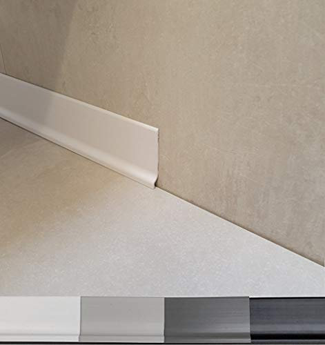 MadeInNature, Plinthe souple en PVC grande qualité, Blanc, Gris clair, Gris foncé, Noir, hauteur 70 mm, Longueur au choix (8 ml, Blanc)