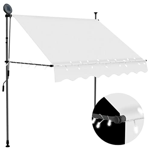 vidaXL Markis manuellt infällbar med LED 100 cm gräddvit