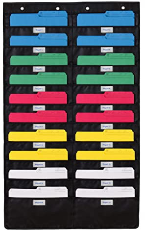 WallDeca Ordnungssystem zum Aufhängen – Sortiersystem mit 20 großen Fächern für DIN A4 Papier, Zeitschriften, Bücher & Comics - Hängeregister - Für das Büro, Schule, Kinderzimmer oder Küche