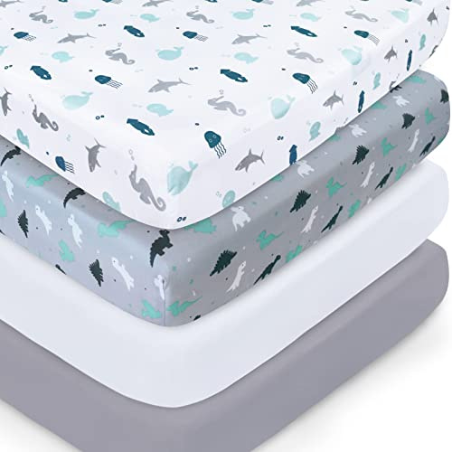 Crib Sheets for Boys or Girls 4 Pack, Baby Crib Sheets 52'' x 28''