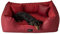exclusive BED Orthopädisches Hundebett Eden Grosse Mittelgroße Kleine Hunde - Hundekissen Hundematte aus Öko-Leder + Alcantara-Stoff - Schmerzlindernd Abriebfest Reißfest (XL, Rot)