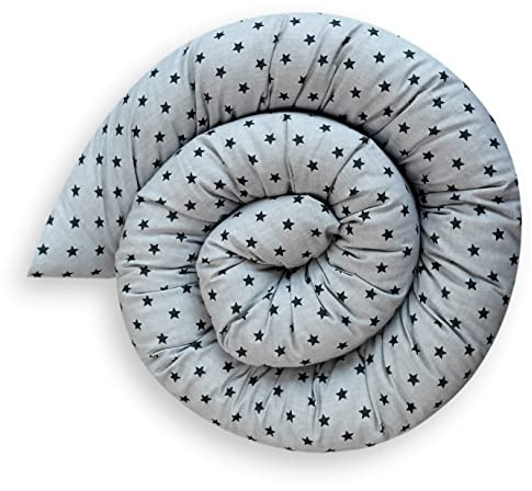 Bebeloo Sängorm sängkudde, sidosovkudde, nackrulle, sovkudde, gosig orm amningskudde, dekorativ kudde, drag kroppskudde bomull (stjärna grafit, 250 cm)